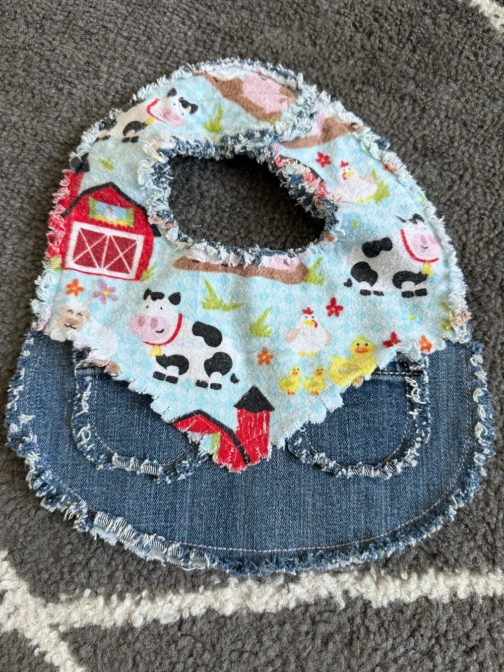 Handmade Farm Animal Baby Bibs -set of 3